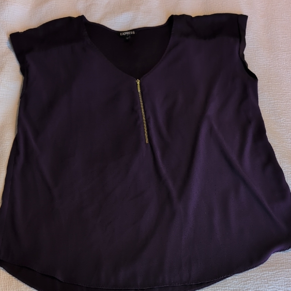Express Women's Deep Purple Blouse with Gold Accent